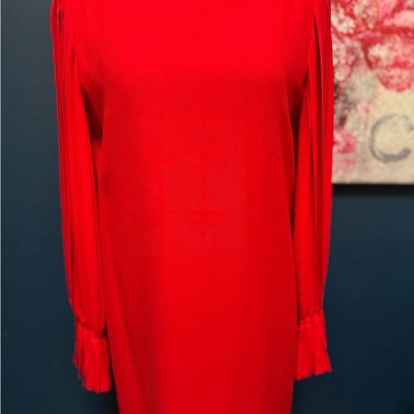Bill Blass Vintage  Red Sheath Dress with Pleated Sleeves - Picture 8 of 12